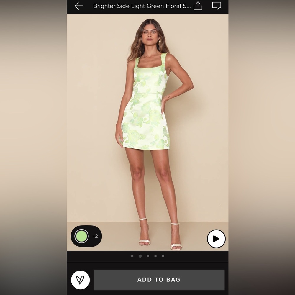 Lulus light green floral satin jacquard mini dress